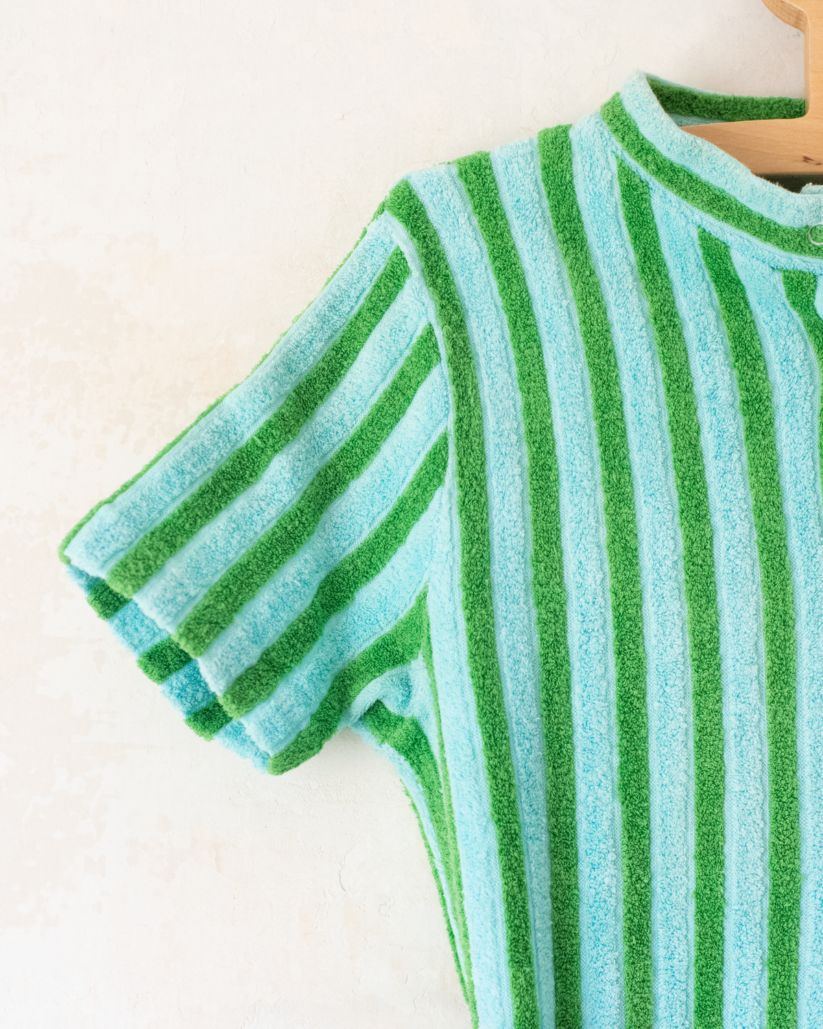 Towelling striped short romper | 8-9 years