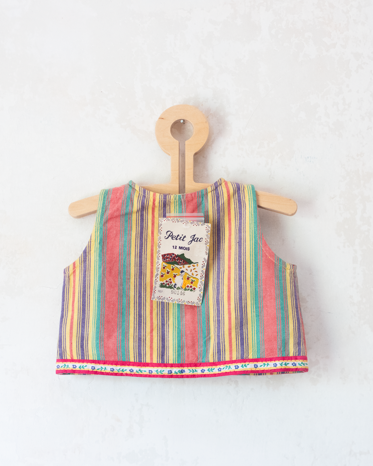 Cardigan with stripes and embroidered flowers | French dead stock | 9-12 months