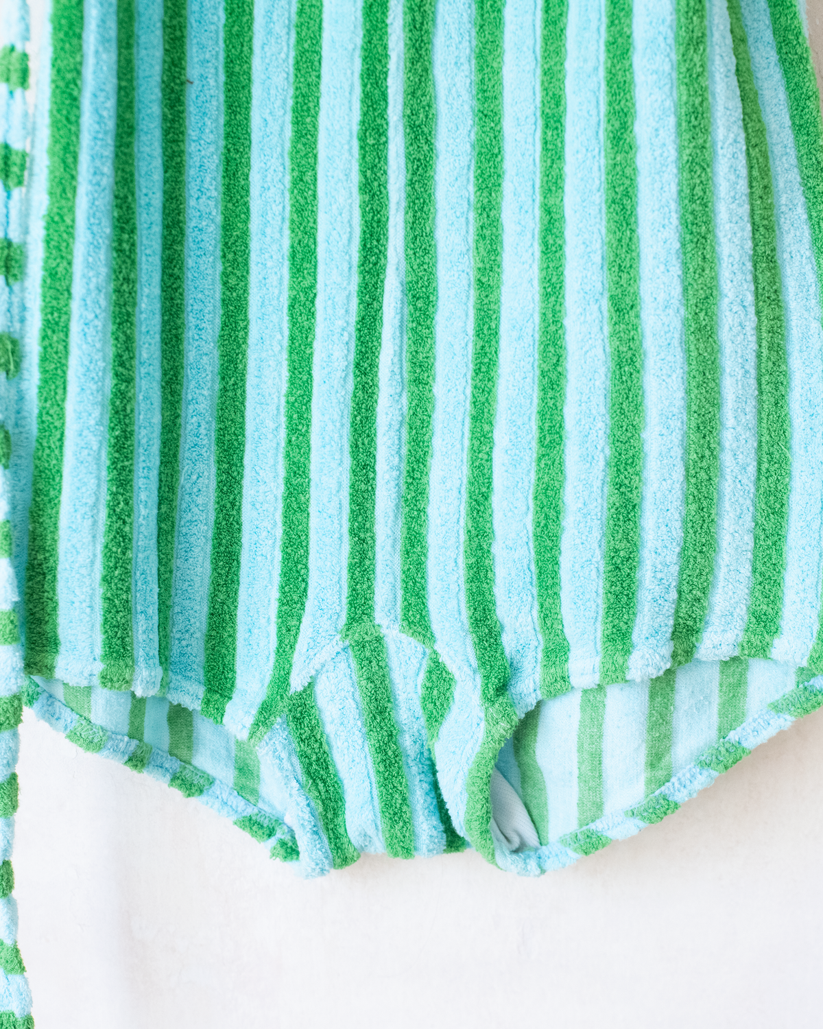 Towelling striped short romper | 8-9 years