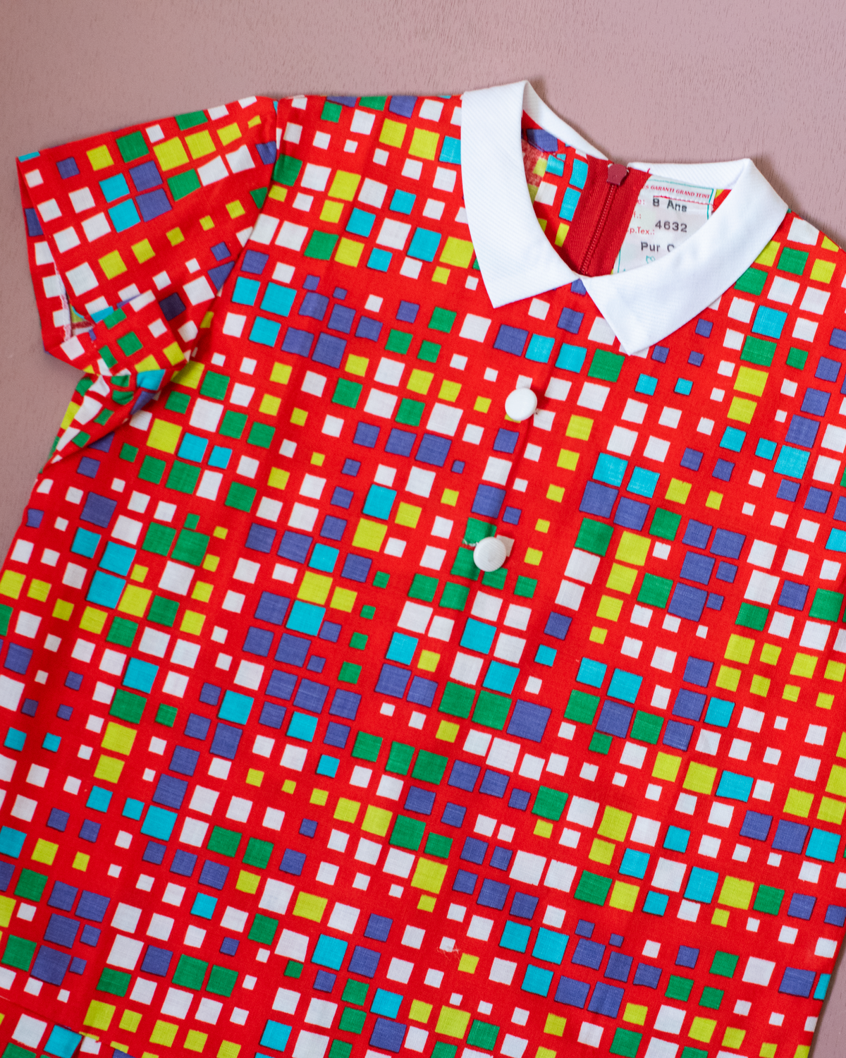 Colorful plaid dress | Deadstock from the 70s | 8-9 years