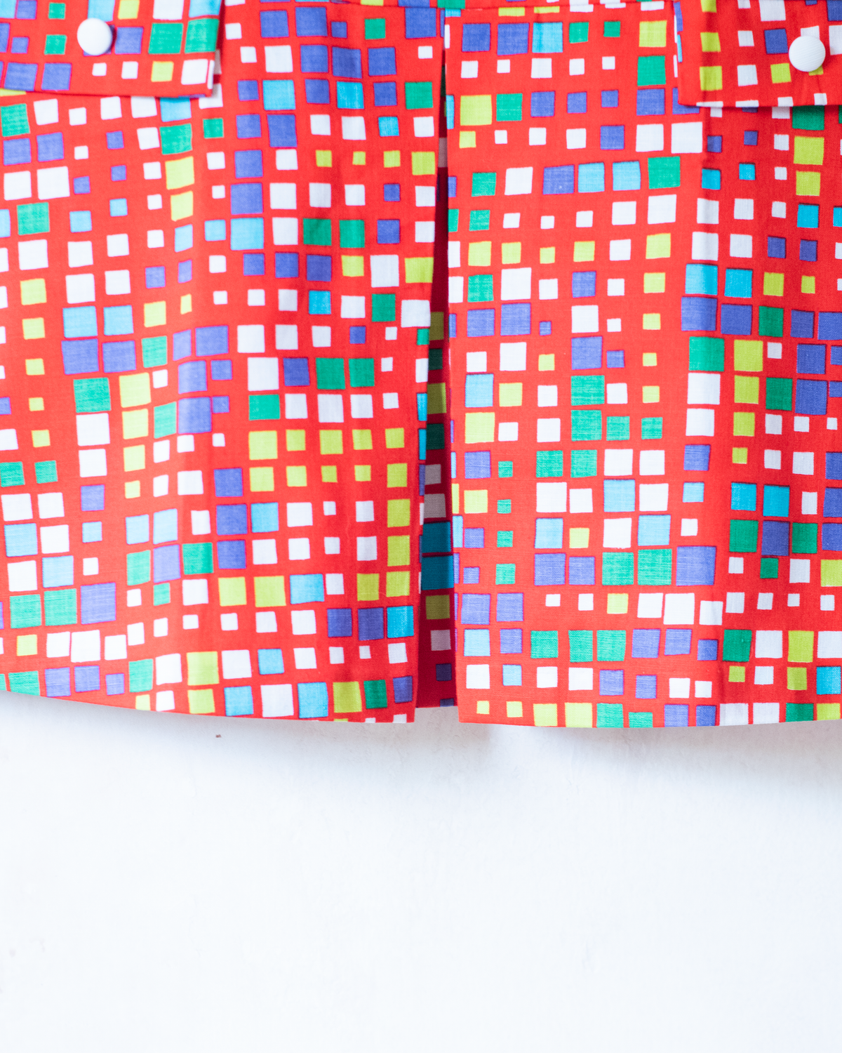 Colorful plaid dress | Deadstock from the 70s | 8-9 years