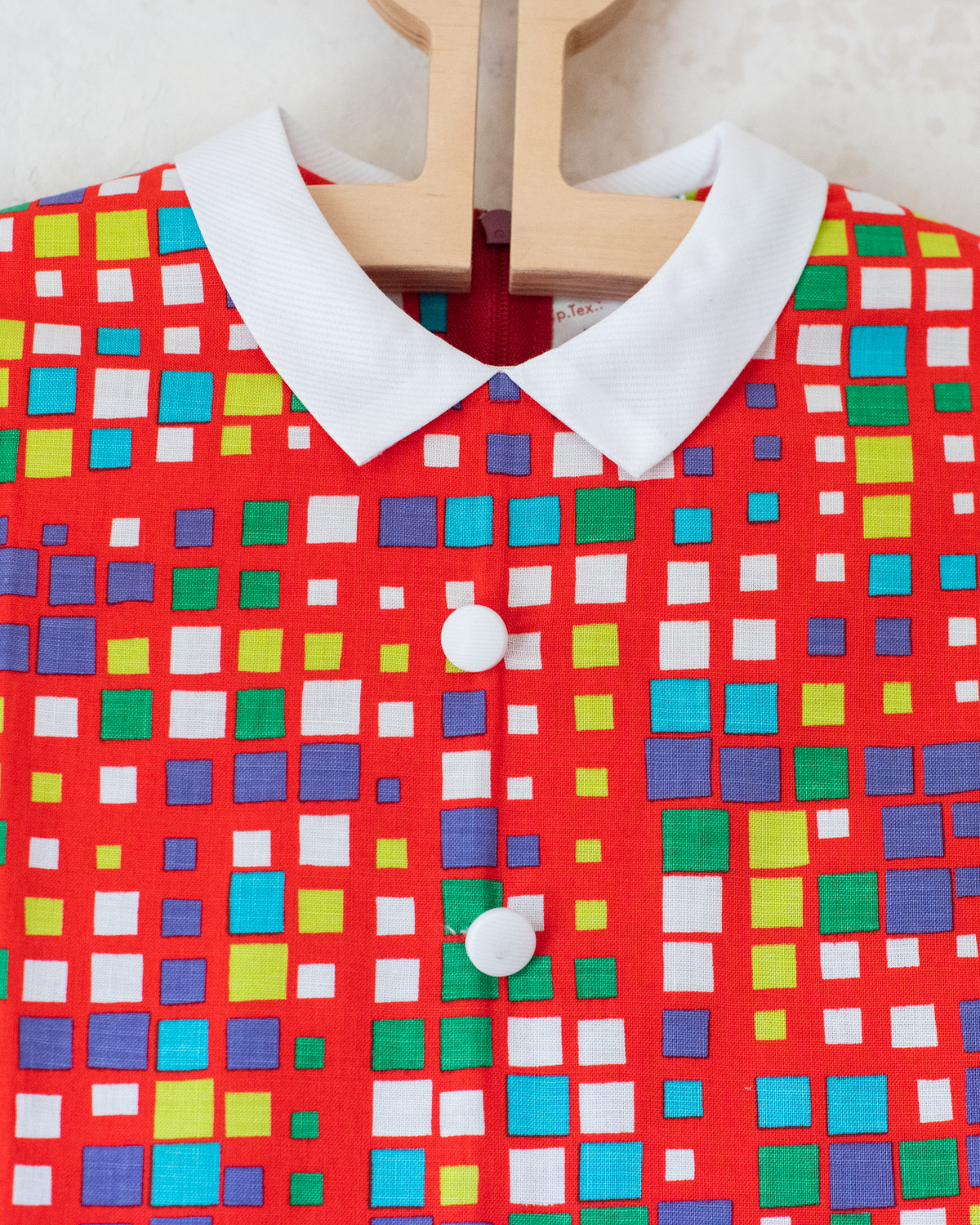 Colorful plaid dress | Deadstock from the 70s | 8-9 years