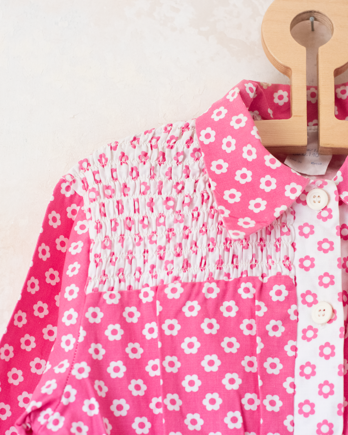 Pink floral tunic from the sixties | 9-10 years