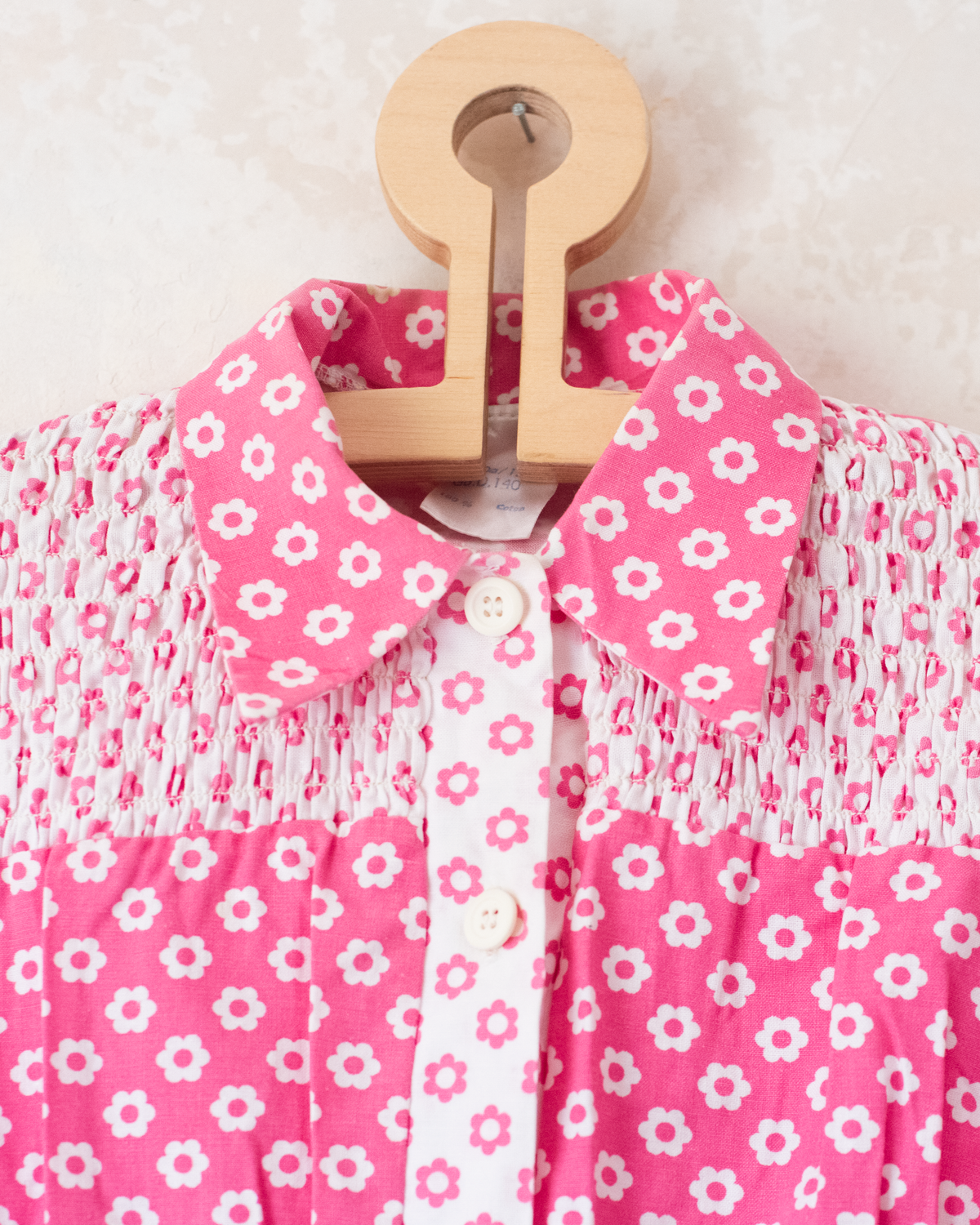 Pink floral tunic from the sixties | 9-10 years