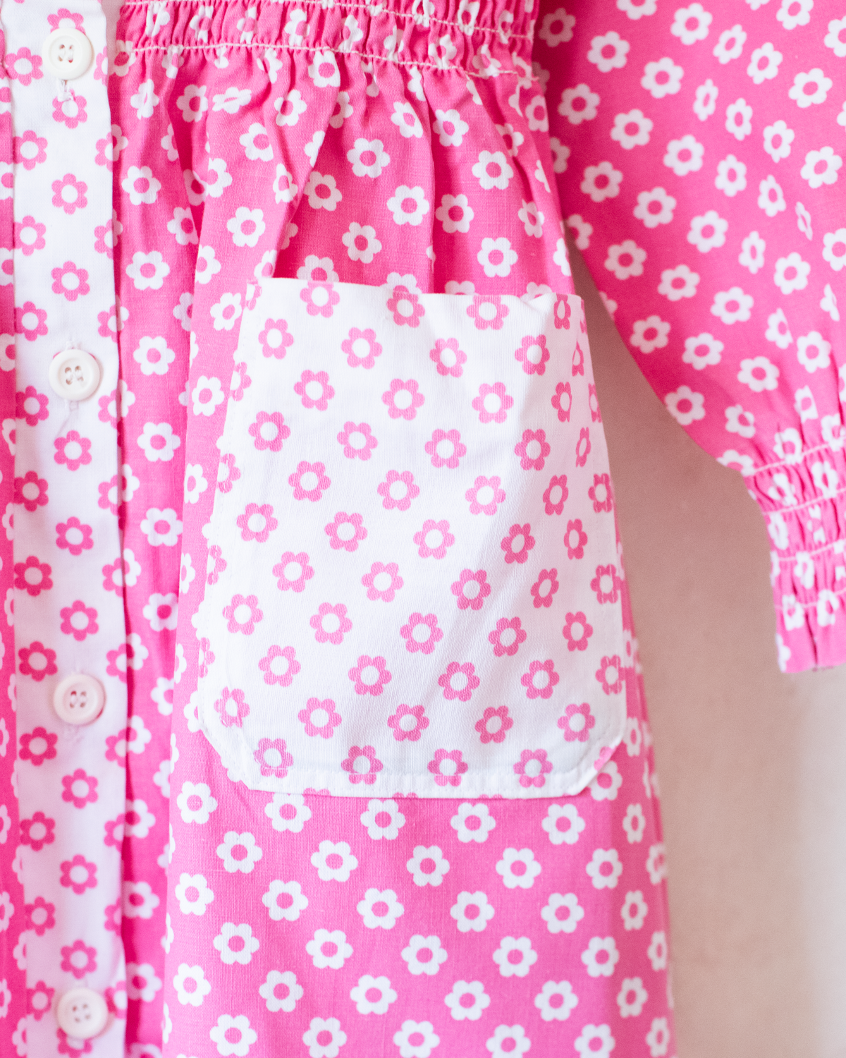 Pink floral tunic from the sixties | 9-10 years