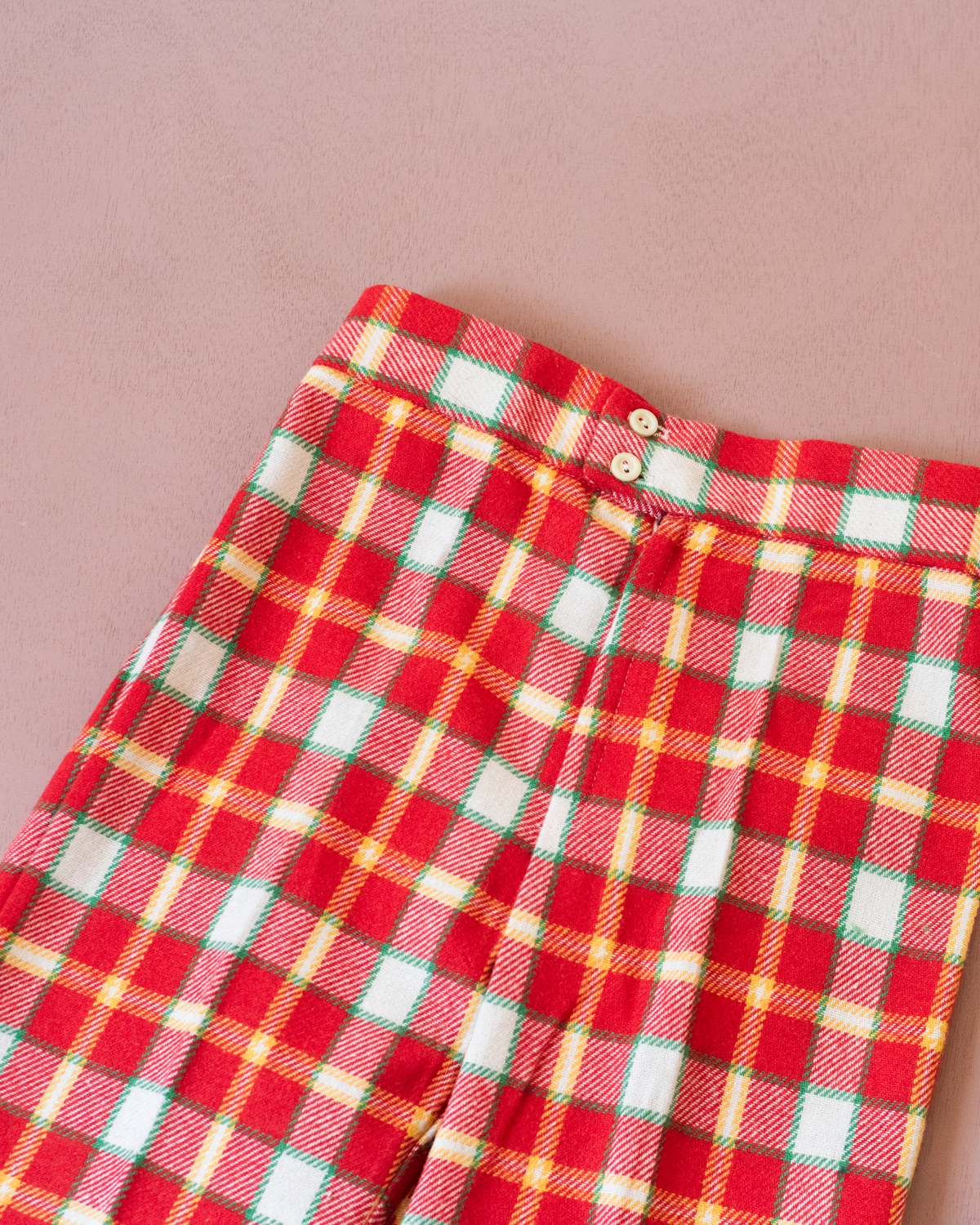 Red Plaid Wool Pants | French Deadstock | 5-6 Years