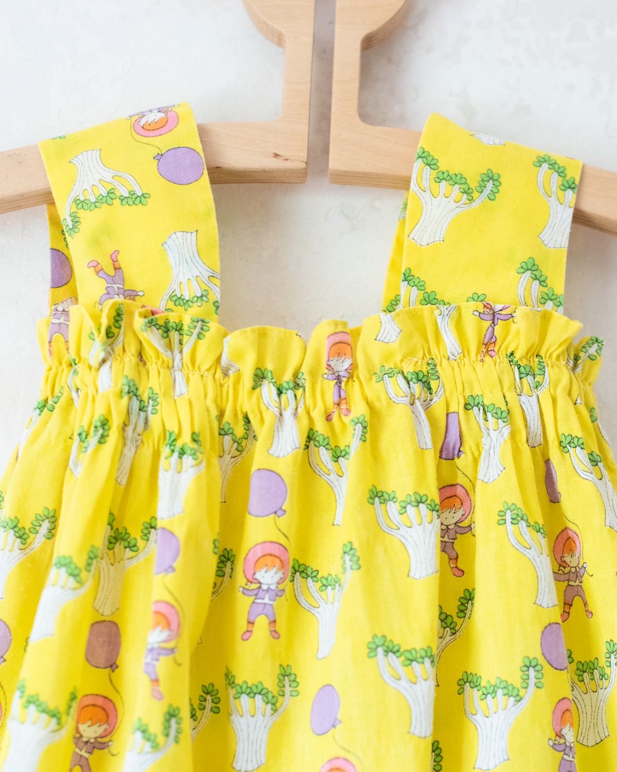 Yellow dress with baobab trees and girls | 12-18 months