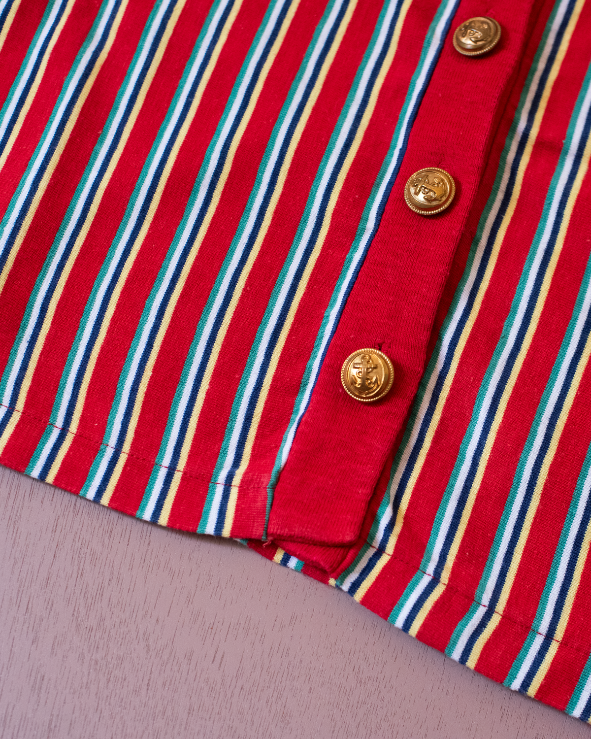 Striped top with gold buttons and anchors | 6-7 years
