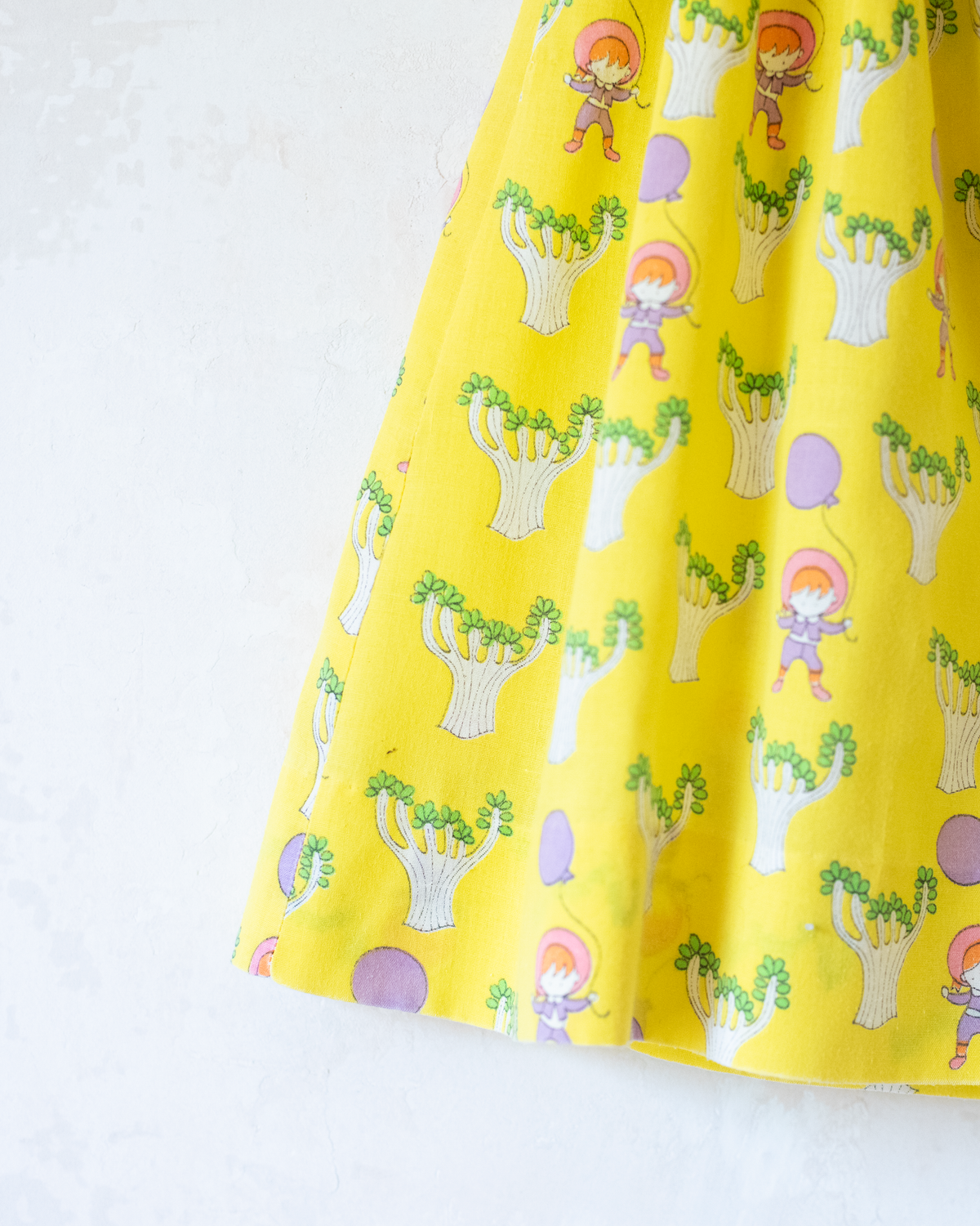 Yellow dress with baobab trees and girls | 12-18 months