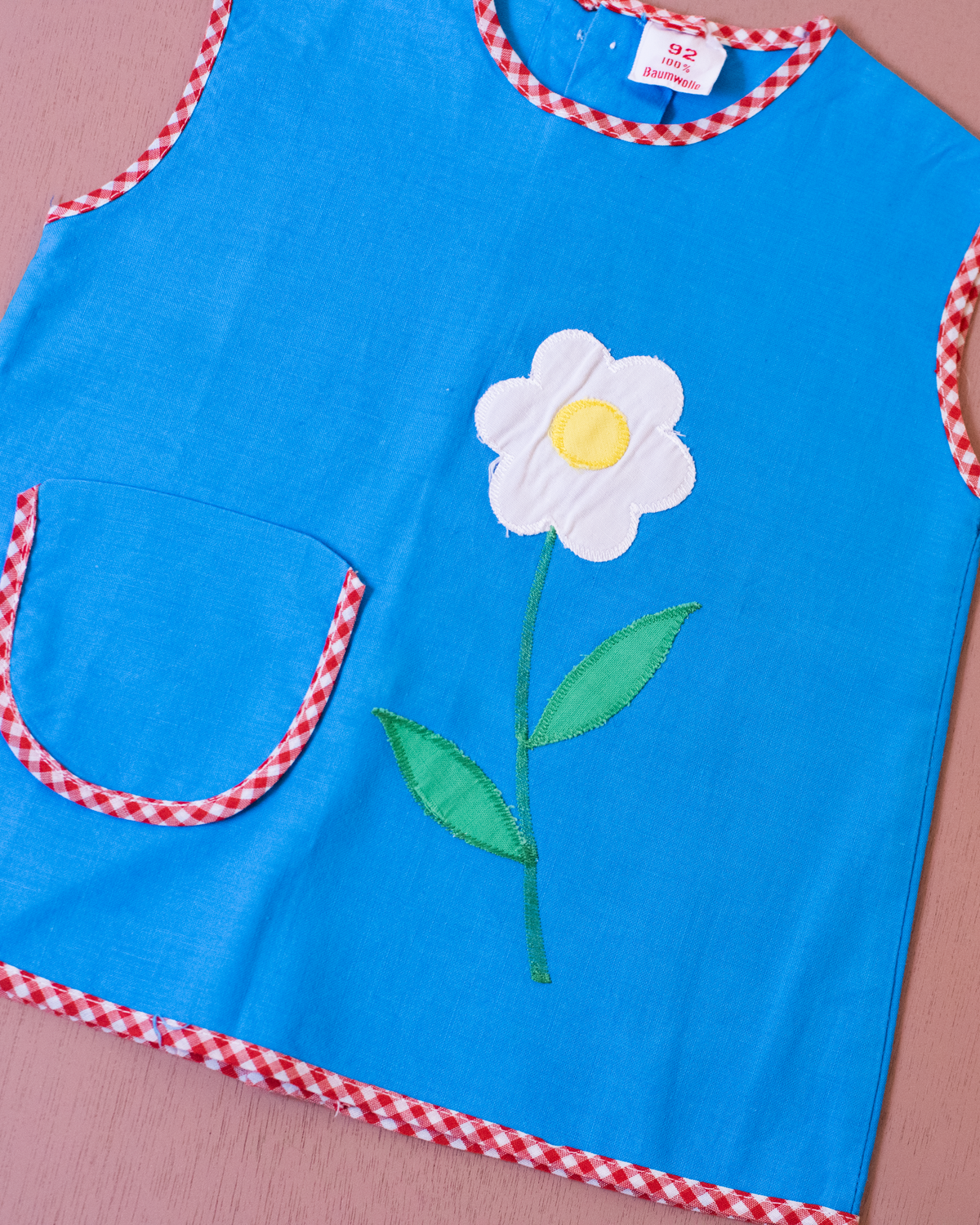 Blue tank top with pocket and flower | Italian dead stock | 9-12 months