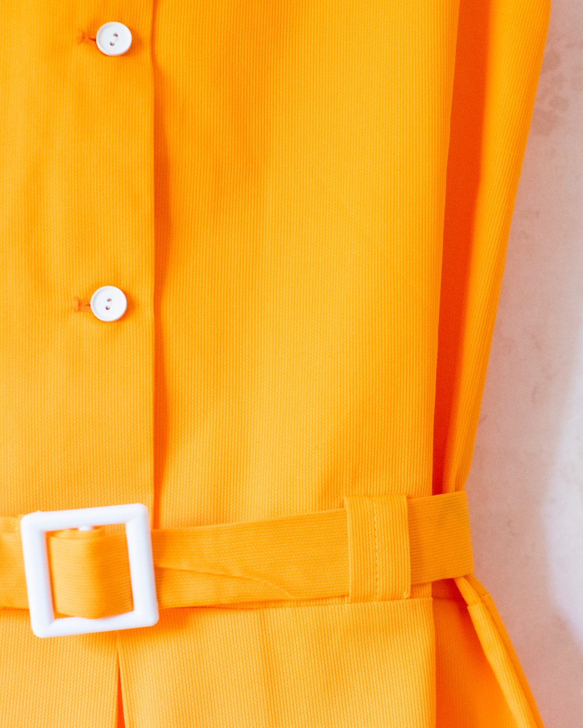 Seventies orange dress with belt | Italian dead stock | 8-9 years