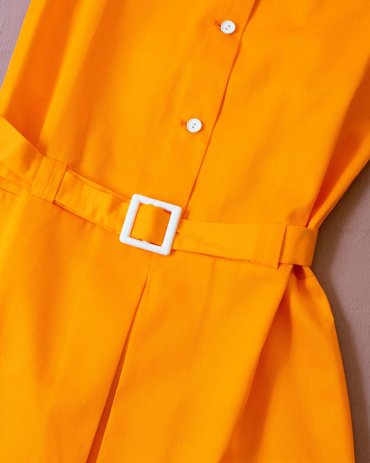 Seventies orange dress with belt | Italian dead stock | 8-9 years