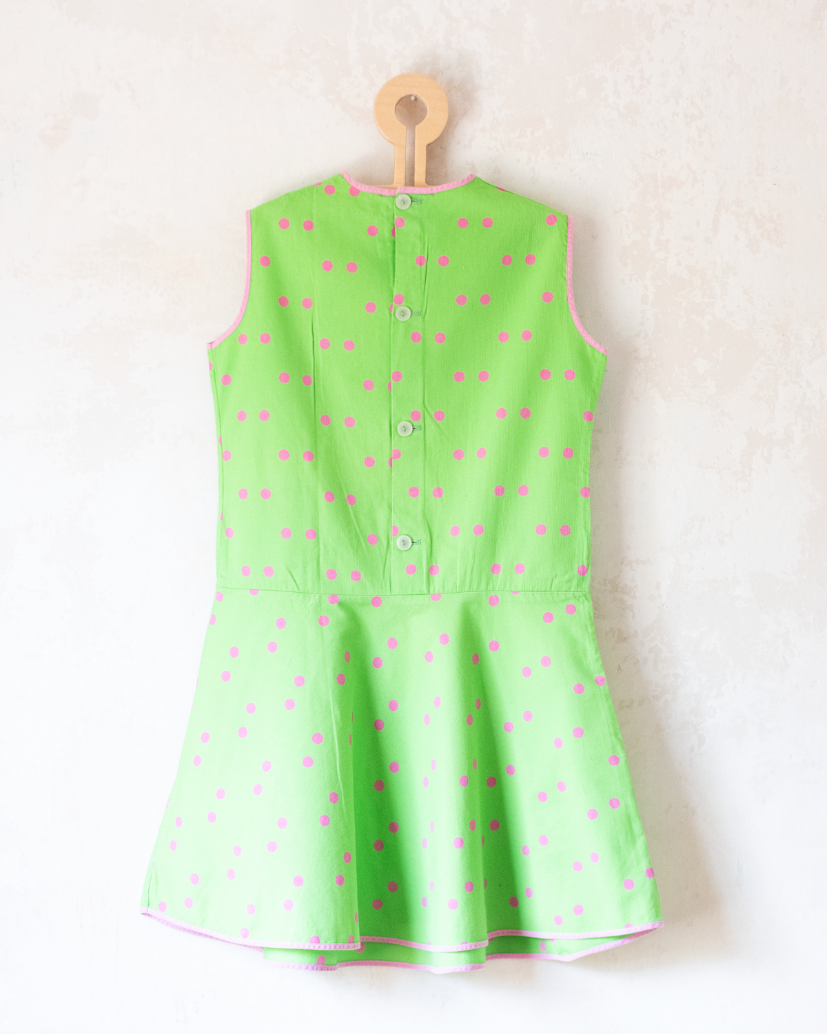 Green dress with pink dots | 5-6 years