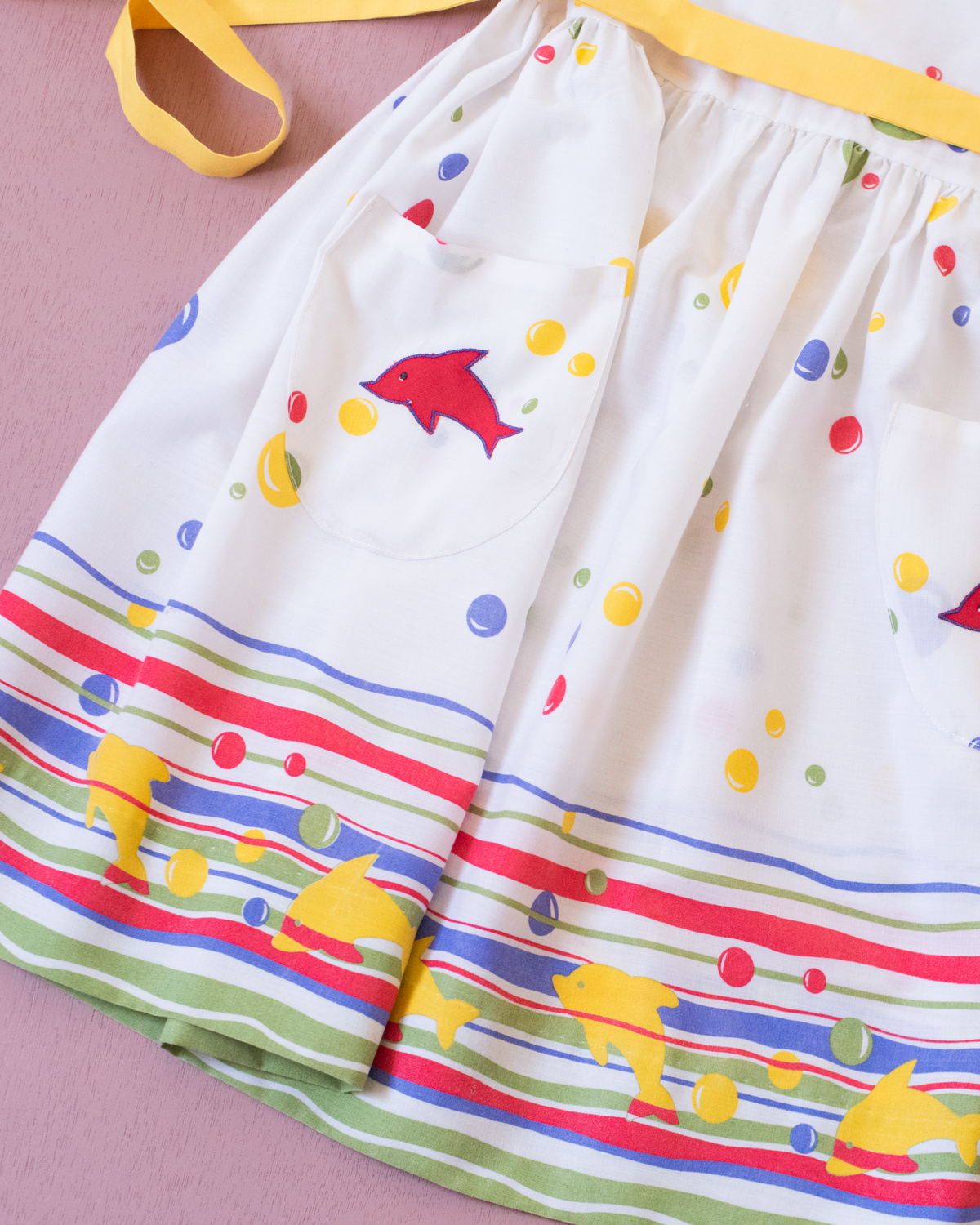Dolphins and Bubbles Dress | Italian Dead Stock | 6-7 Years