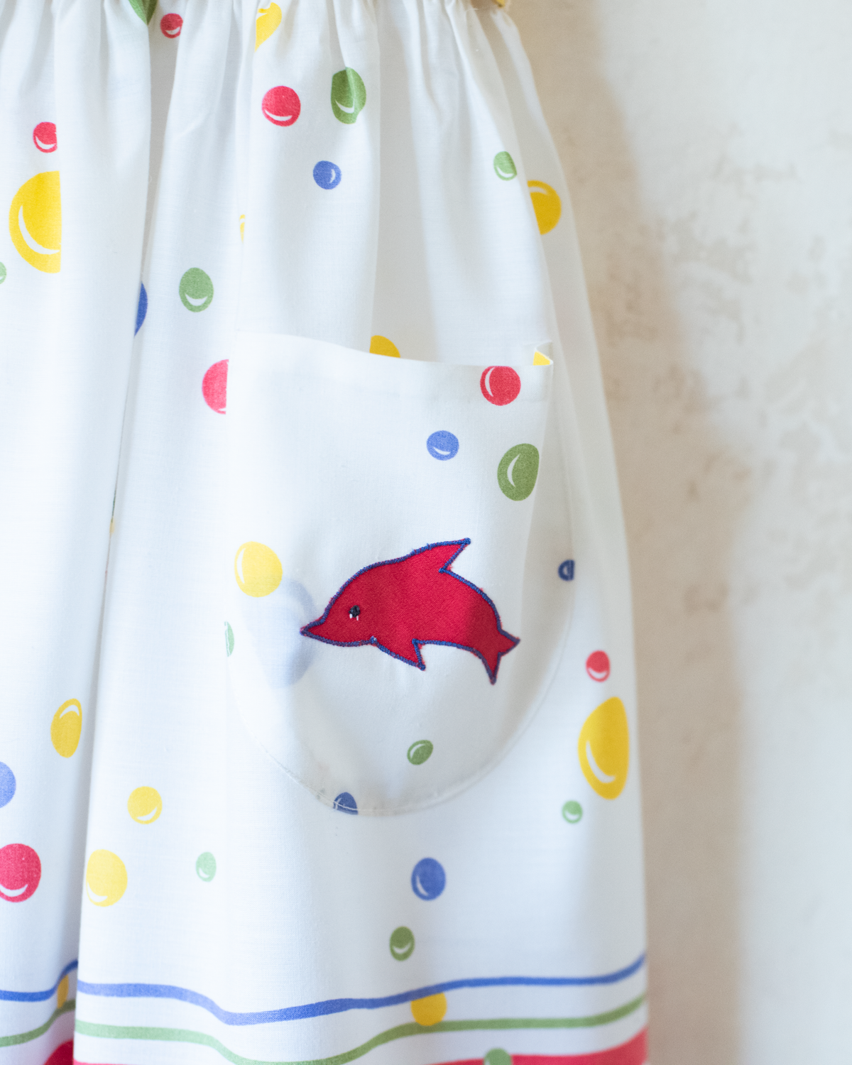 Dolphins and Bubbles Dress | Italian Dead Stock | 6-7 Years