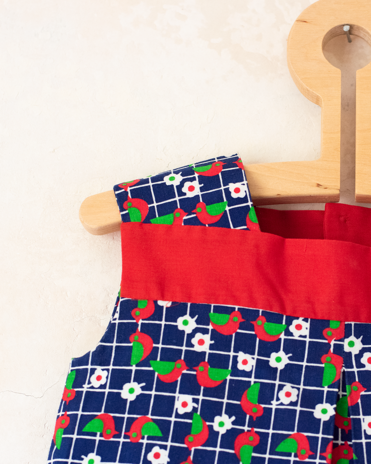 Seventies tunic with birds, flowers and squares | 6-9 months