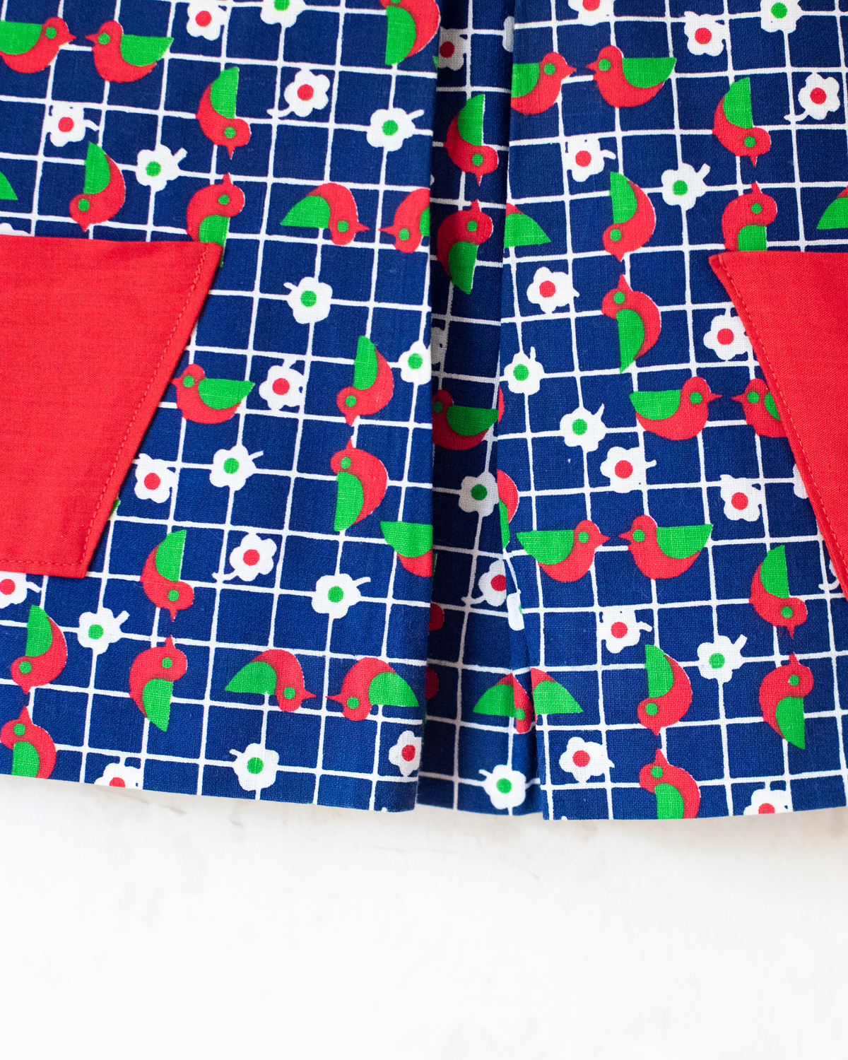 Seventies tunic with birds, flowers and squares | 6-9 months