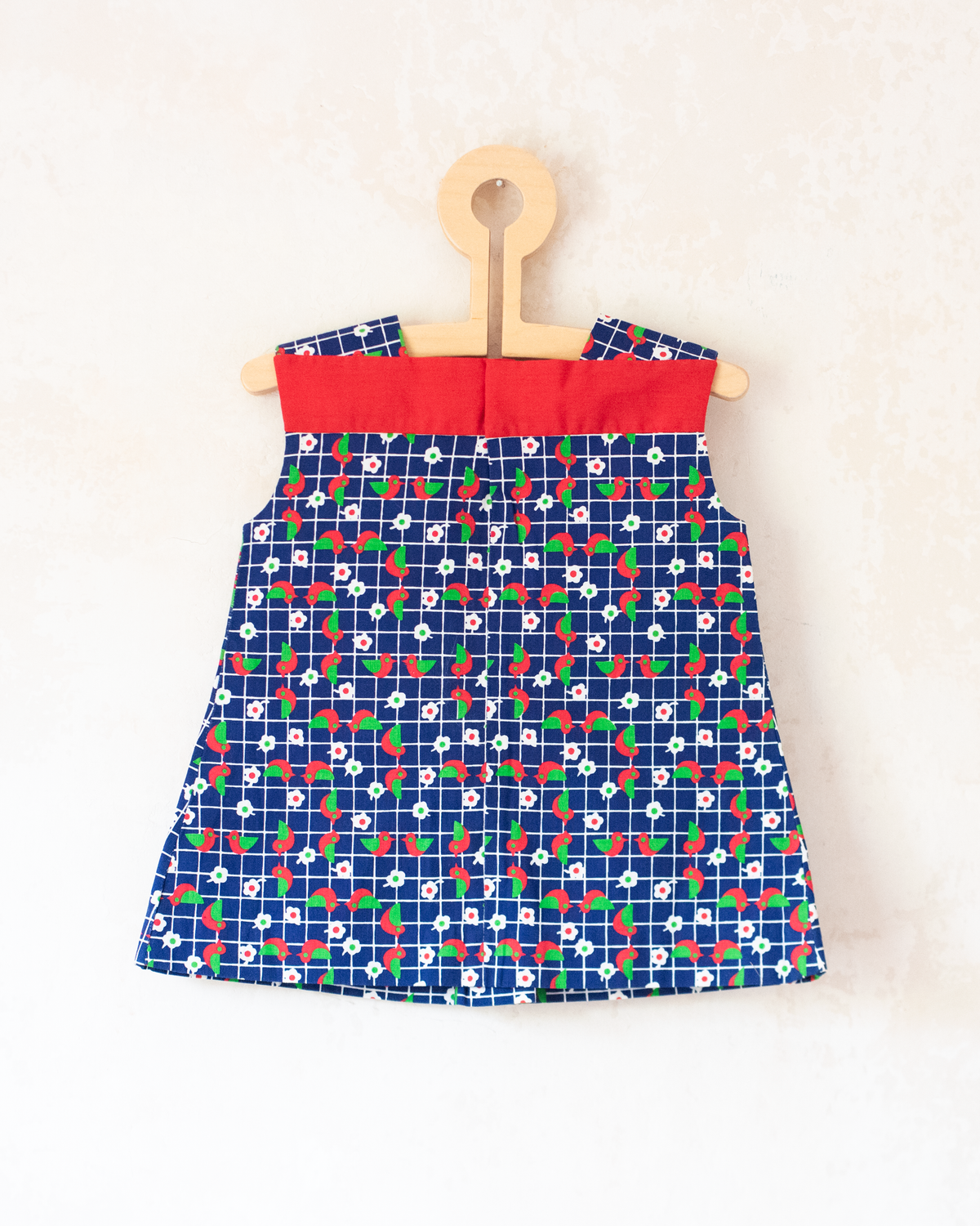 Seventies tunic with birds, flowers and squares | 6-9 months