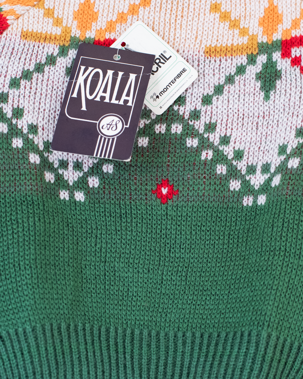 Green knit with snowflakes | Spanish dead stock | 18-24 months