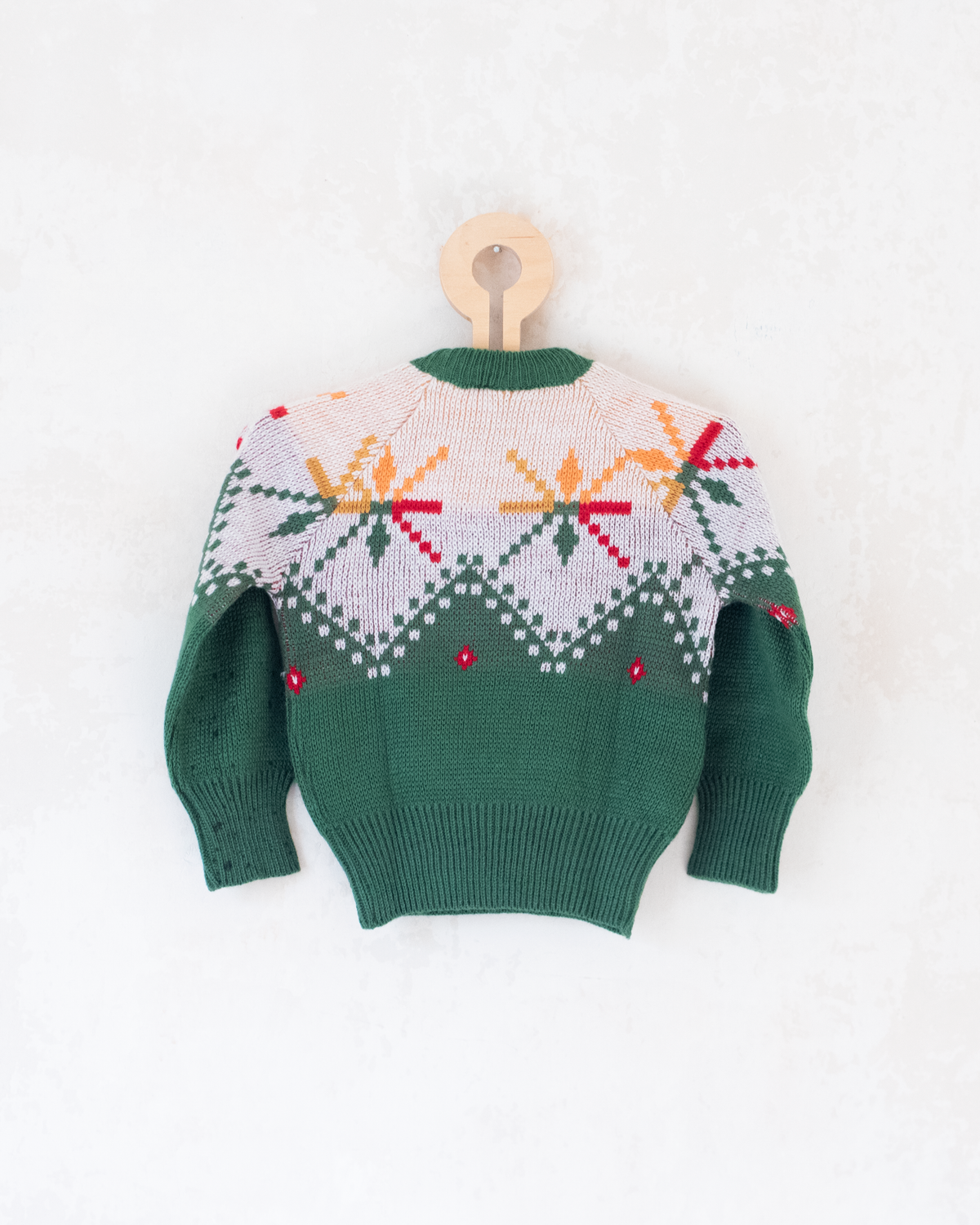Green knit with snowflakes | Spanish dead stock | 18-24 months