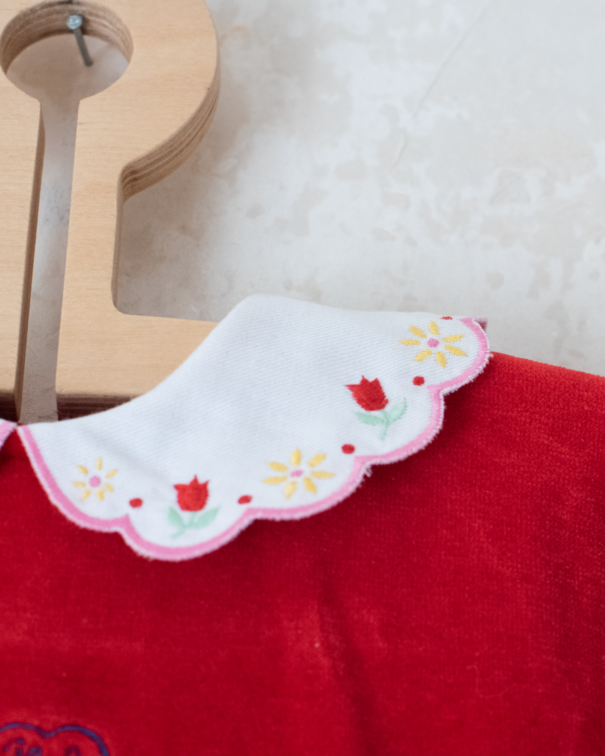 Red velvet shirt with baubles from Yves Saint Laurent | 3-6 months