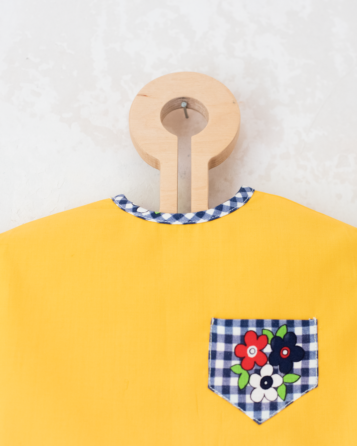 Yellow dress with checks and flowers | French deadstock from the 70s | 6-9 months