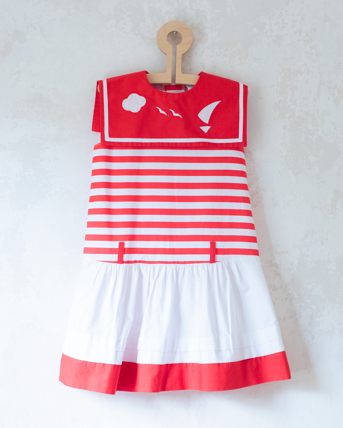 Red and white sailor dress | 4-5 years