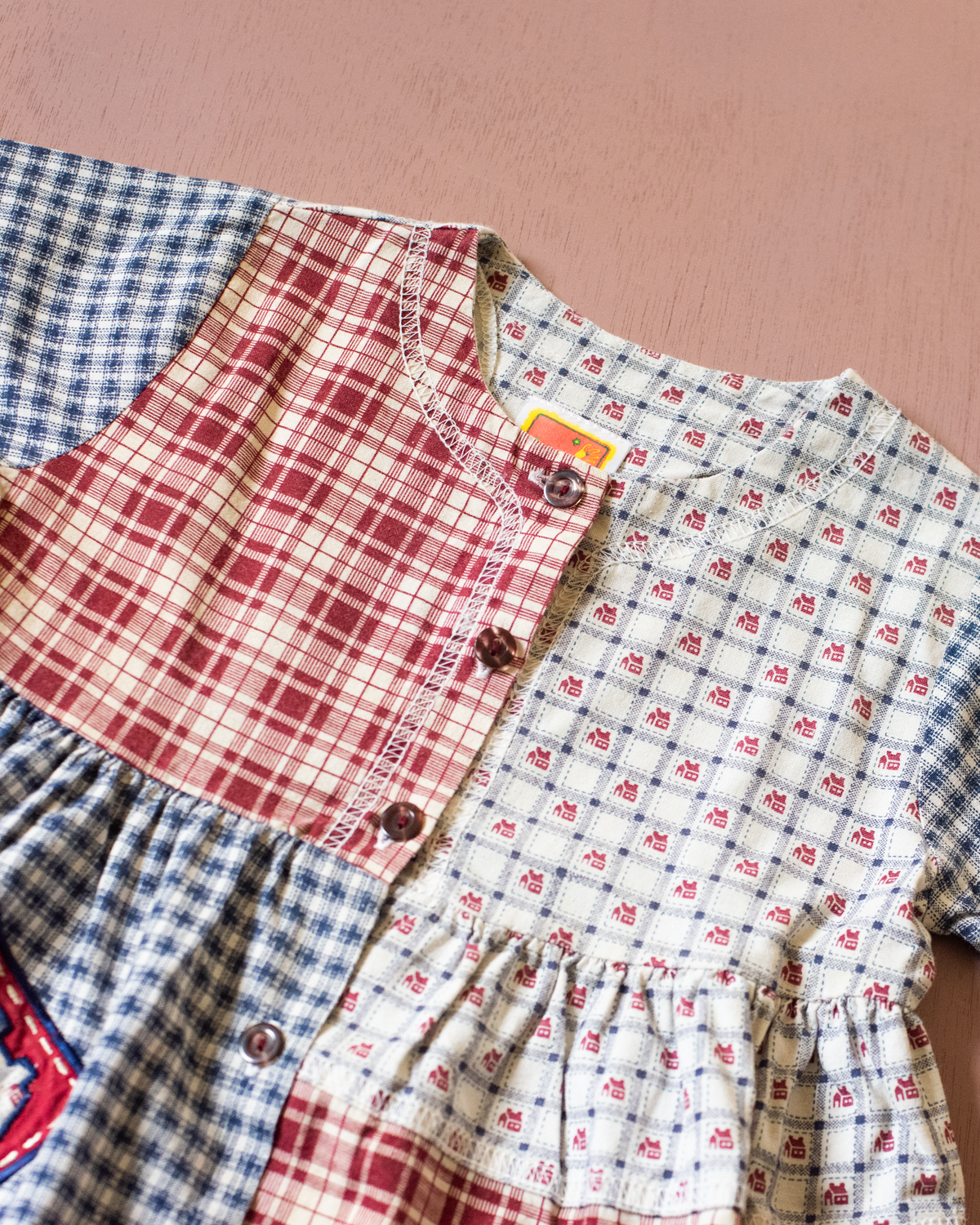 Plaid '80s dress with houses | 18-24 months