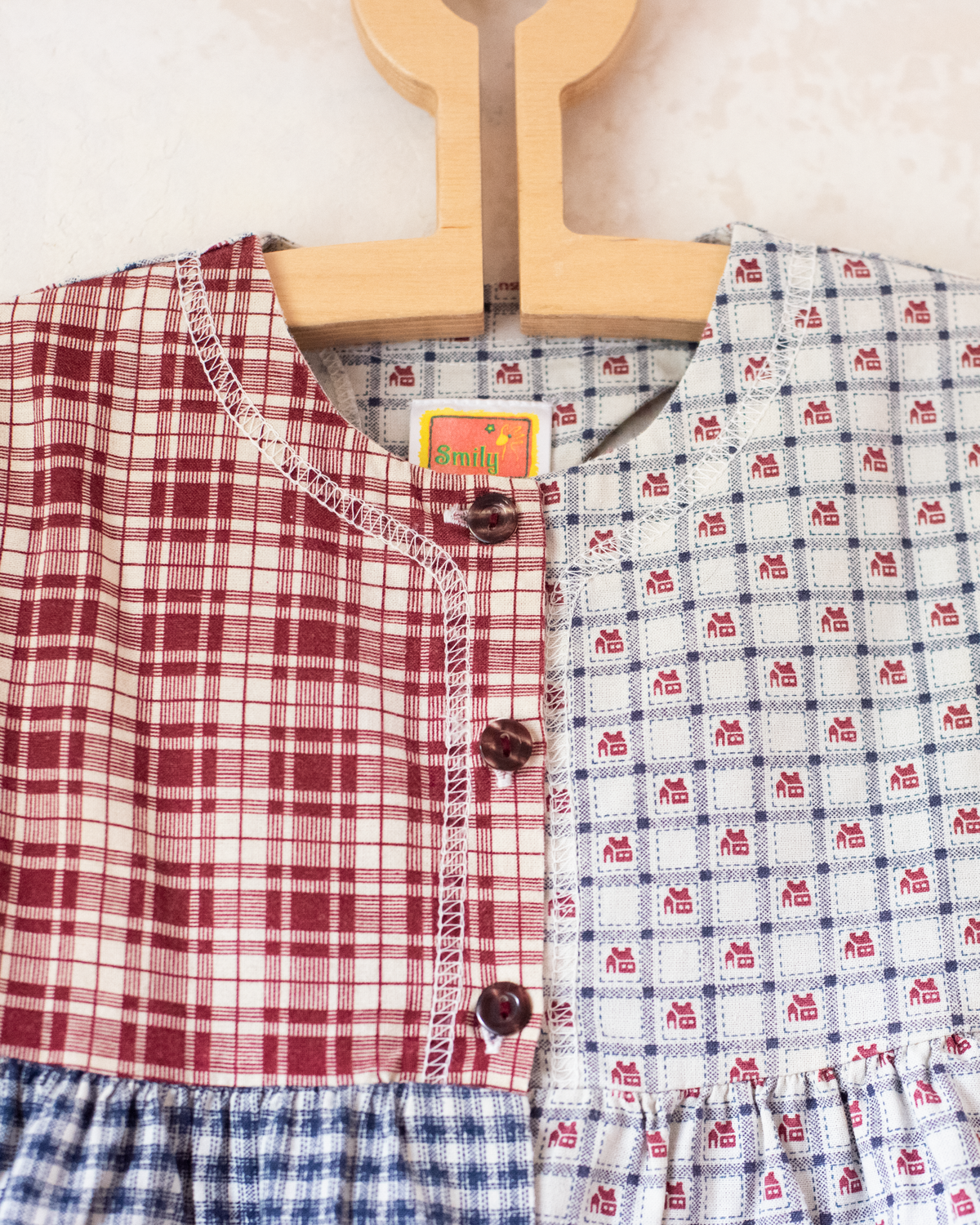 Plaid '80s dress with houses | 18-24 months