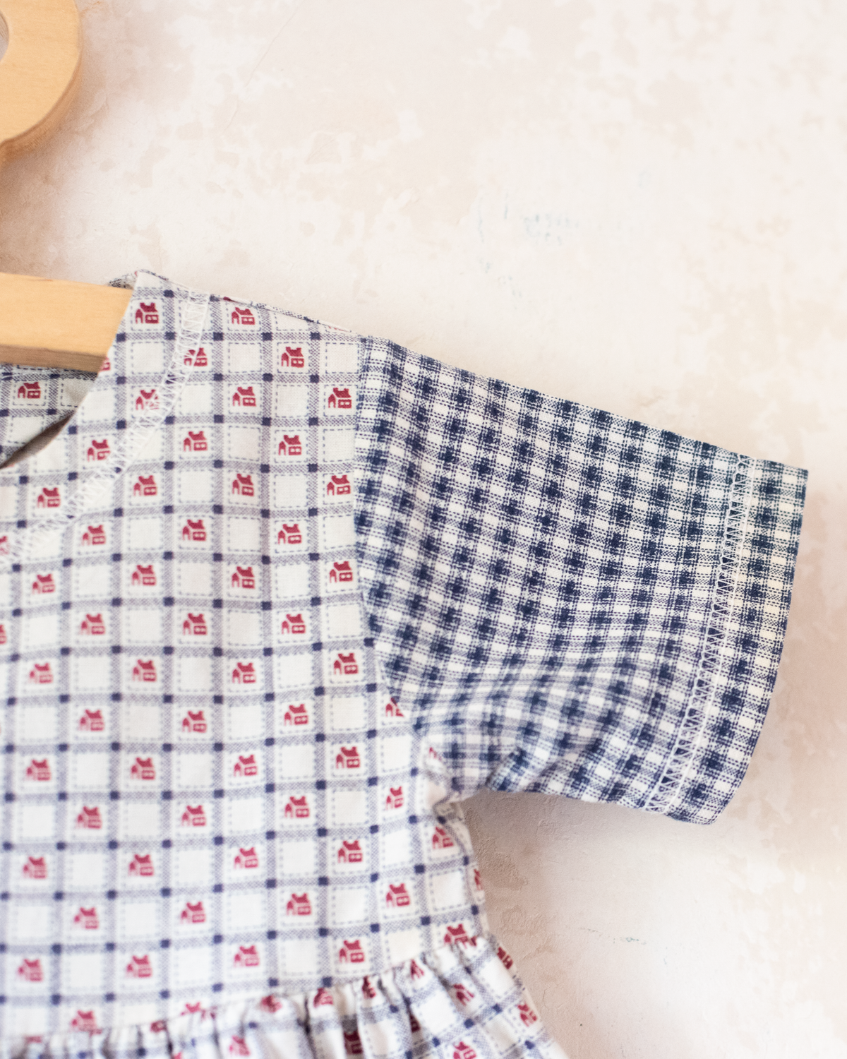 Plaid '80s dress with houses | 18-24 months