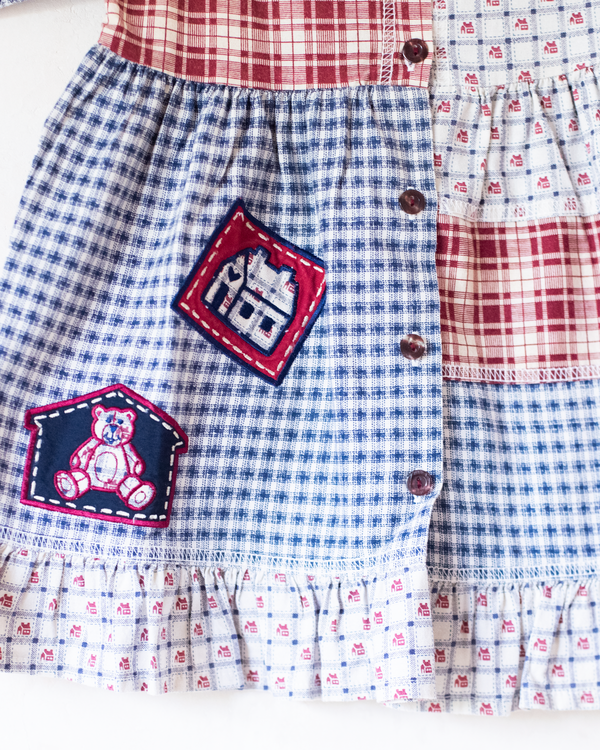 Plaid '80s dress with houses | 18-24 months