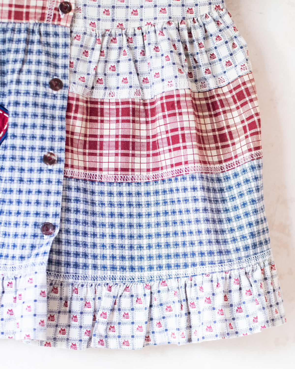 Plaid '80s dress with houses | 18-24 months