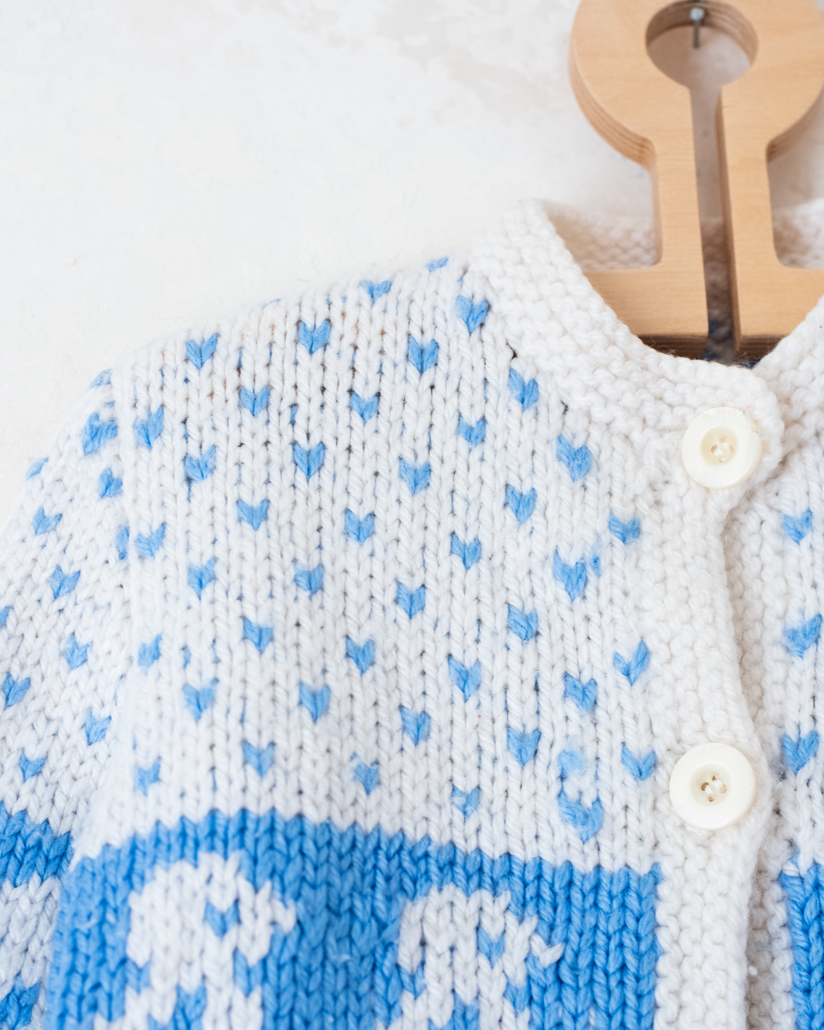 Knitted cardigan with birds and hearts | 5-6 years