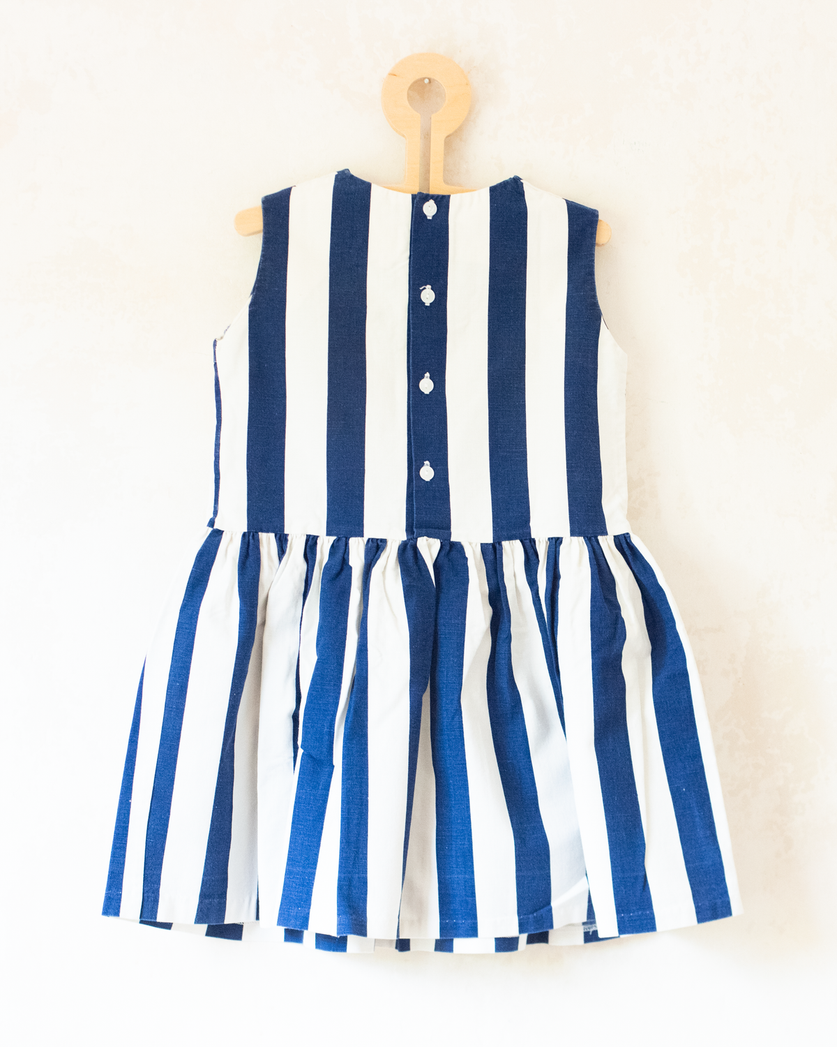 Striped dress with embroidered fish | From the 60s in France | 4-5 years