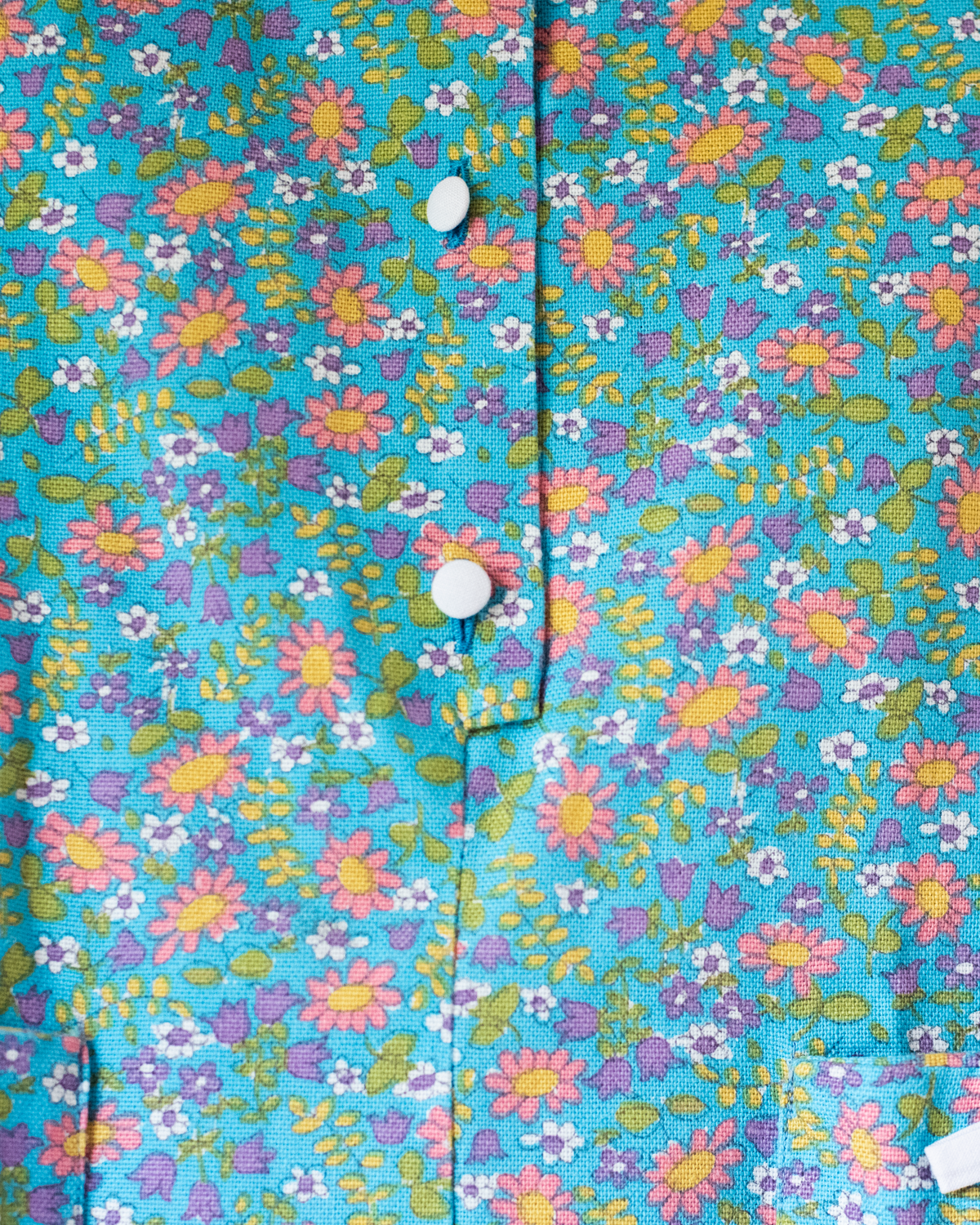 Sky-blue dress with flowers from the seventies | 18-24 months