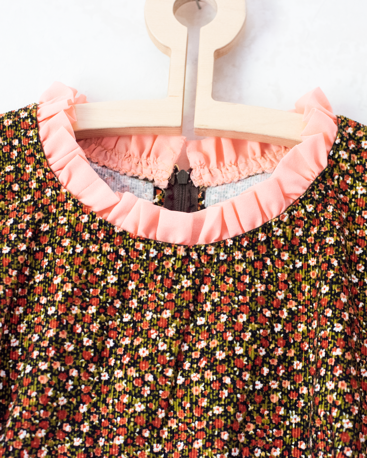 Floral corduroy dress with sheer sleeves | 11-12 years