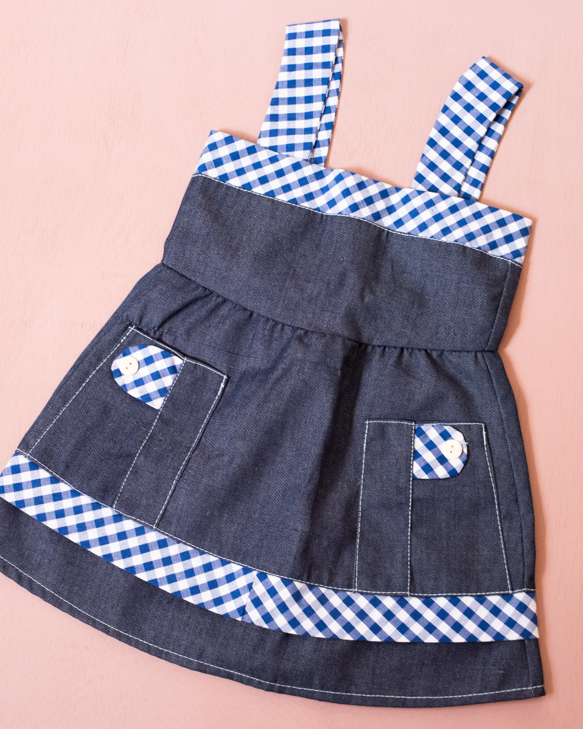 Checked denim dress | French deadstock from the 70s | 2-3 years