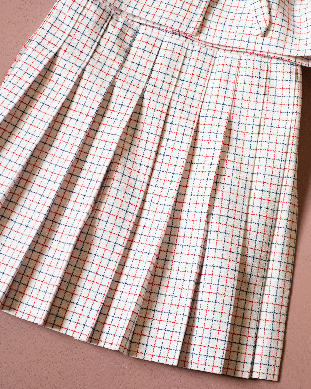 Pleated Skirt and Plaid Tank Top Set | French Deadstock from the 70s | 3-4 years