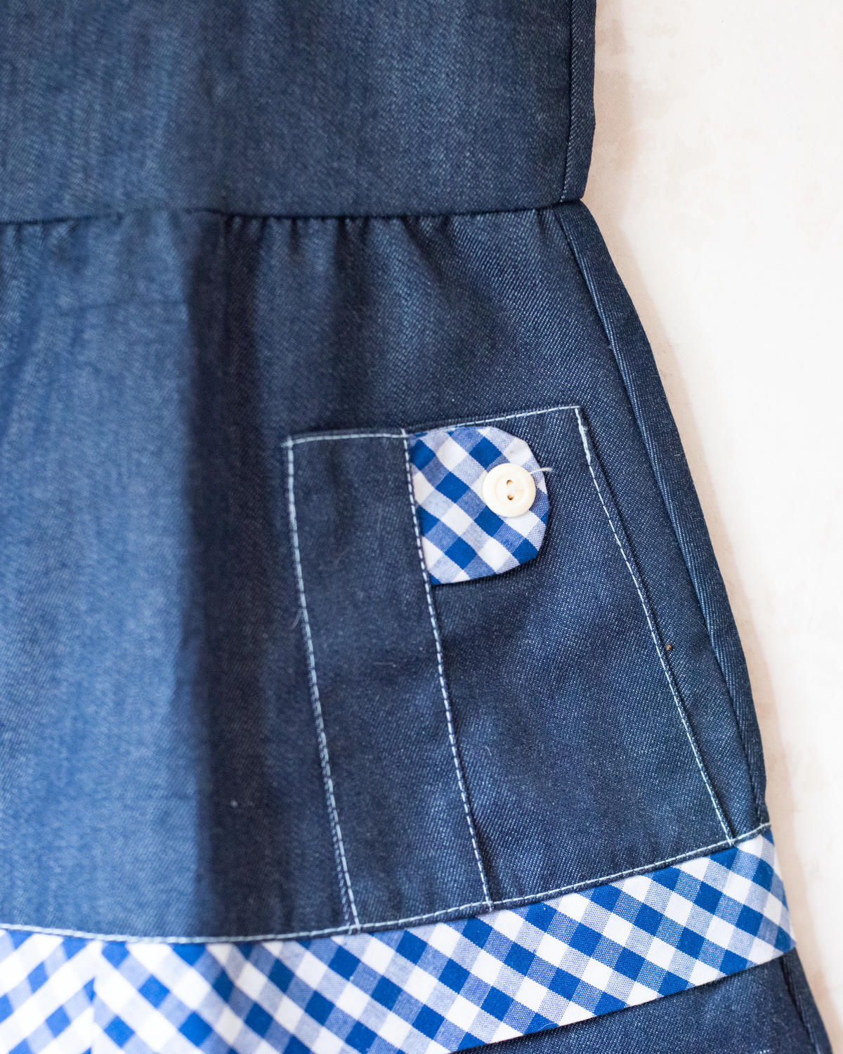 Checked denim dress | French deadstock from the 70s | 2-3 years