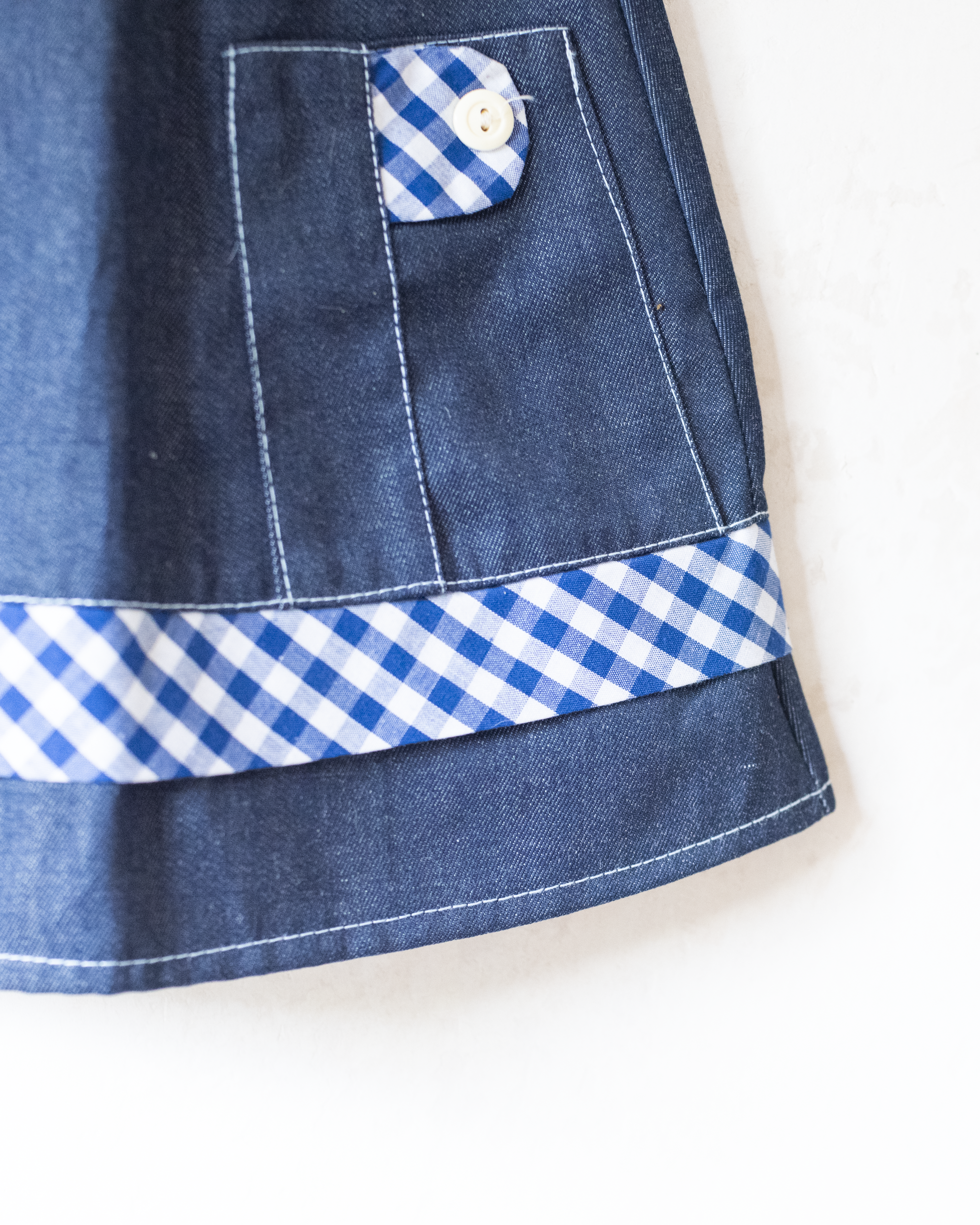 שמלת ג׳ינס עם משבצות | דד סטוק צרפתי מהסבנטיז | 2-3 שנים