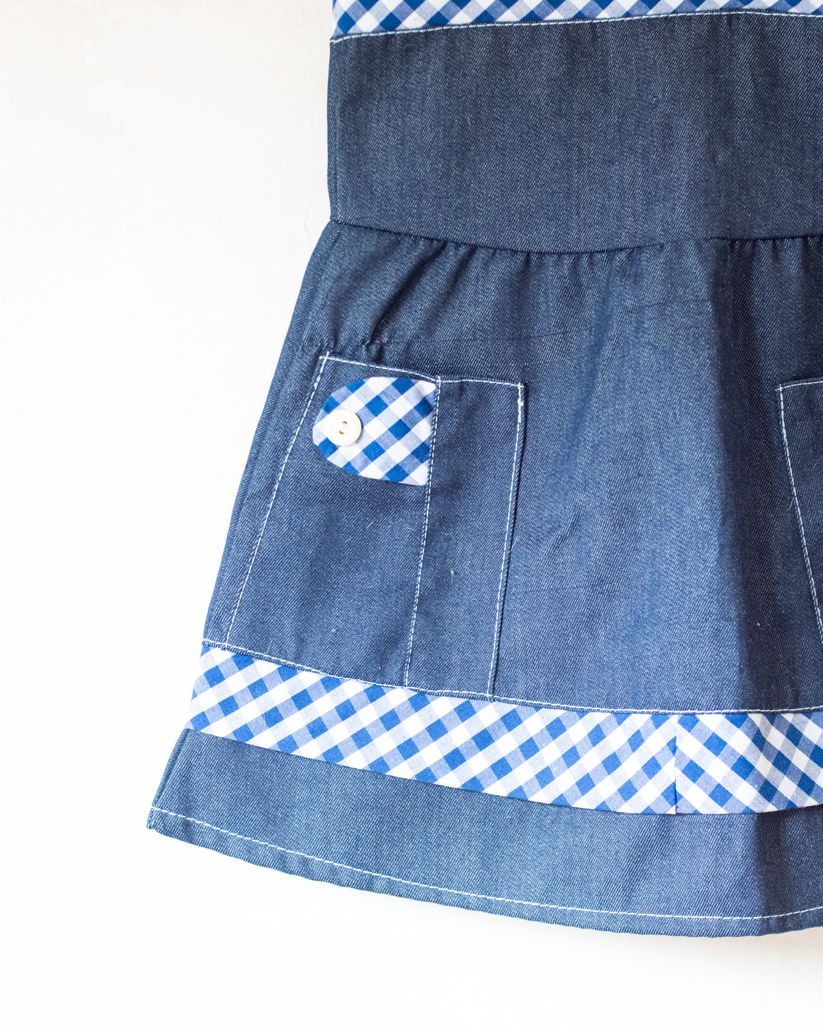 Checked denim dress | French deadstock from the 70s | 2-3 years