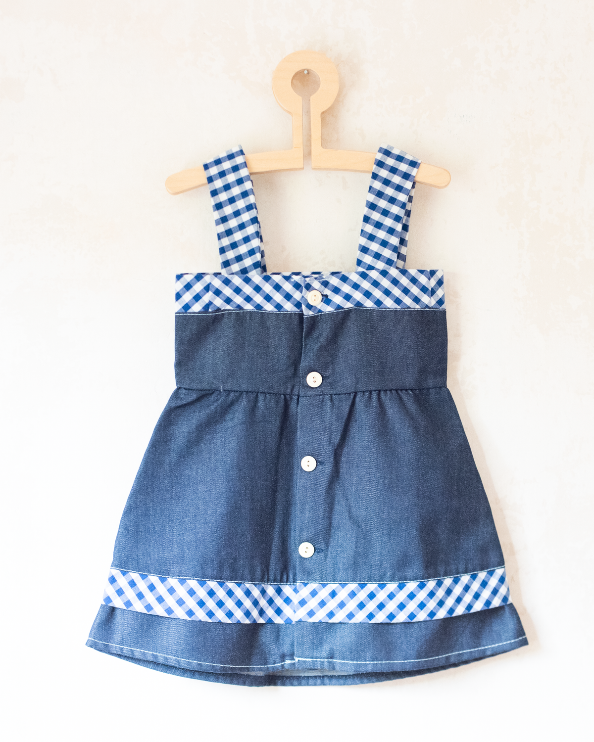 Checked denim dress | French deadstock from the 70s | 2-3 years