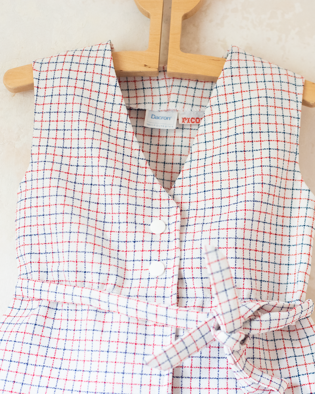 Pleated Skirt and Plaid Tank Top Set | French Deadstock from the 70s | 3-4 years
