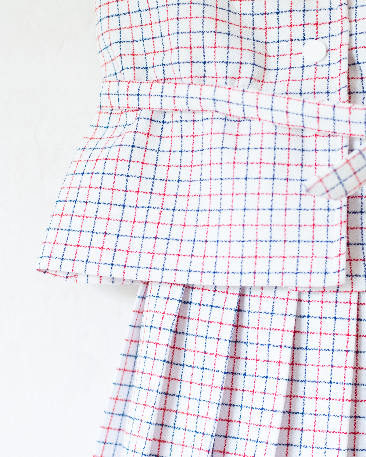 Pleated Skirt and Plaid Tank Top Set | French Deadstock from the 70s | 3-4 years