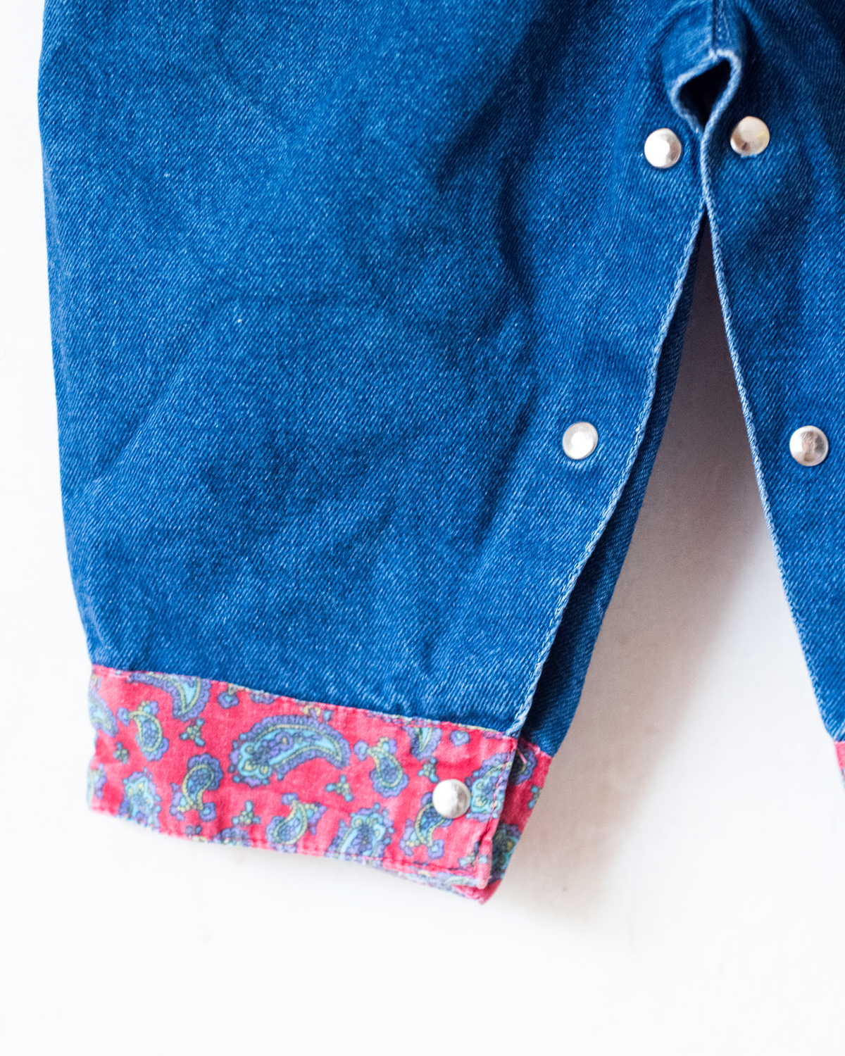Denim overalls with red bandana patches | 12-18 months