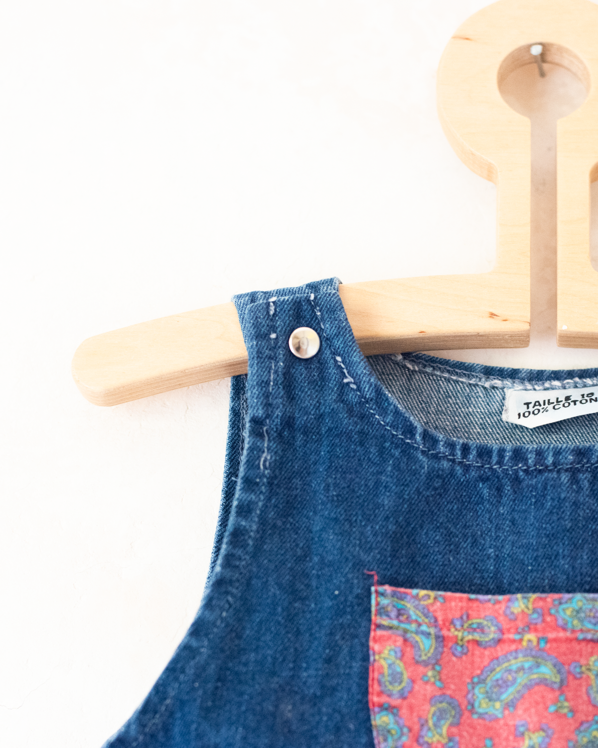Denim overalls with red bandana patches | 12-18 months