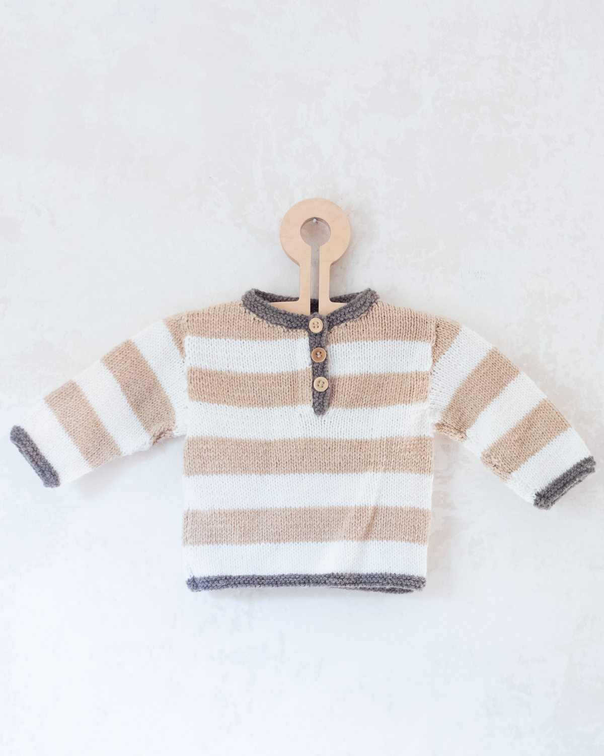 Beige, brown and white striped sweater | 3-6 months