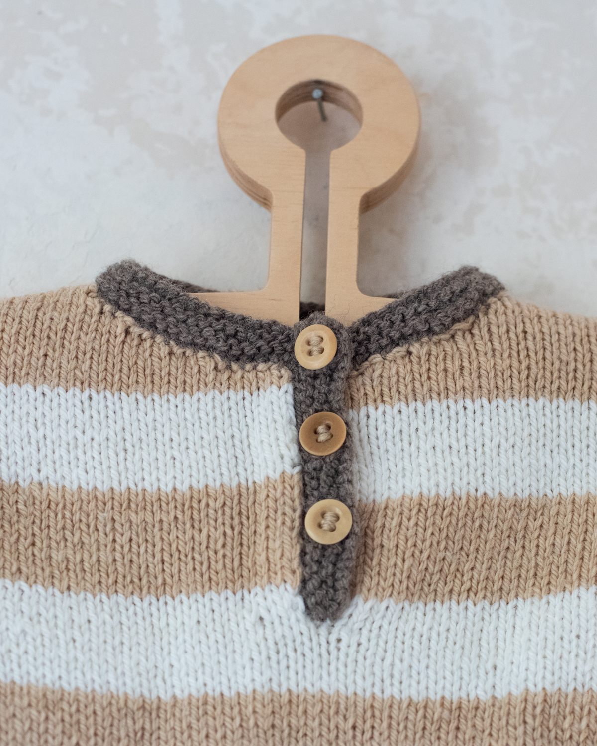 Beige, brown and white striped sweater | 3-6 months