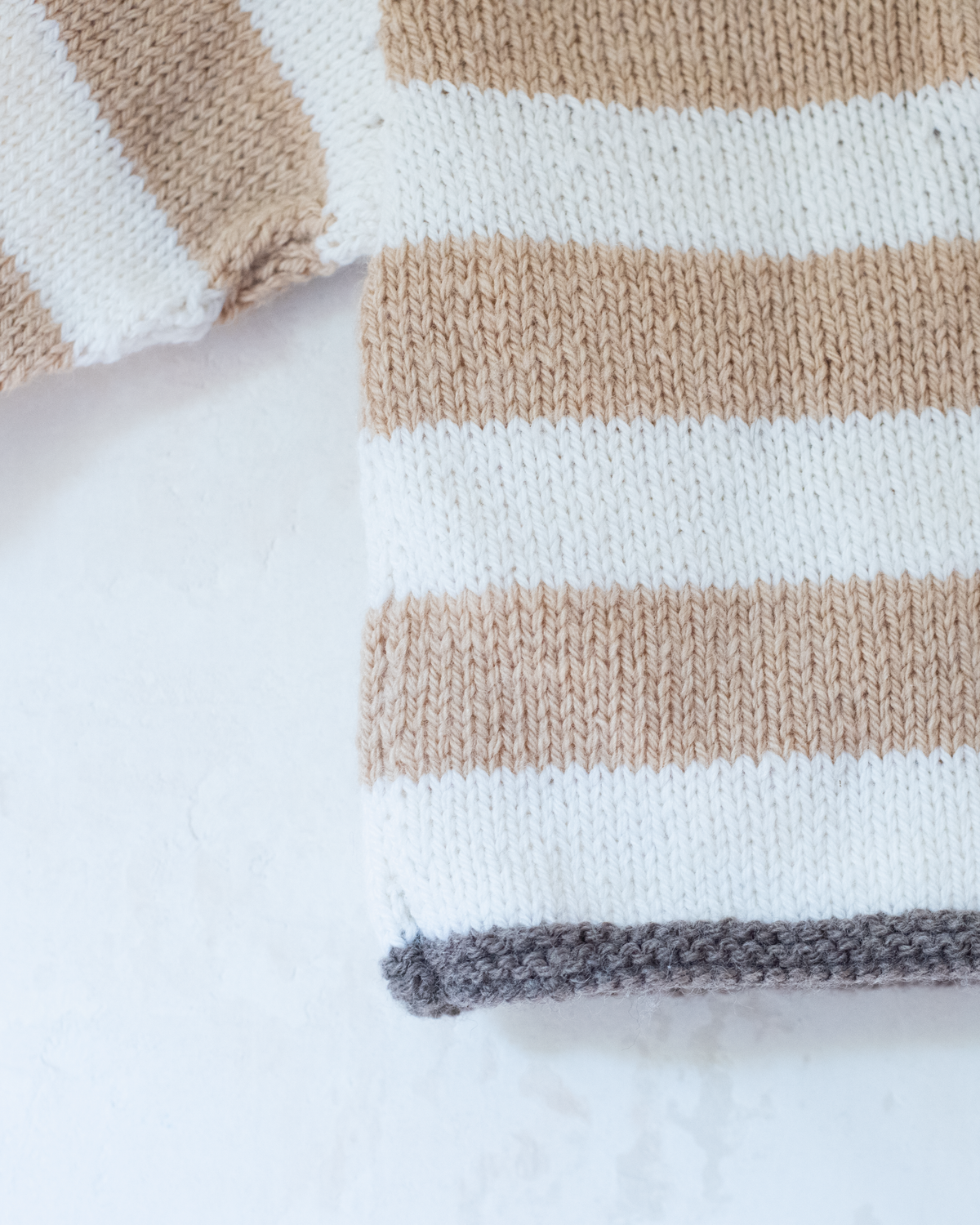 Beige, brown and white striped sweater | 3-6 months
