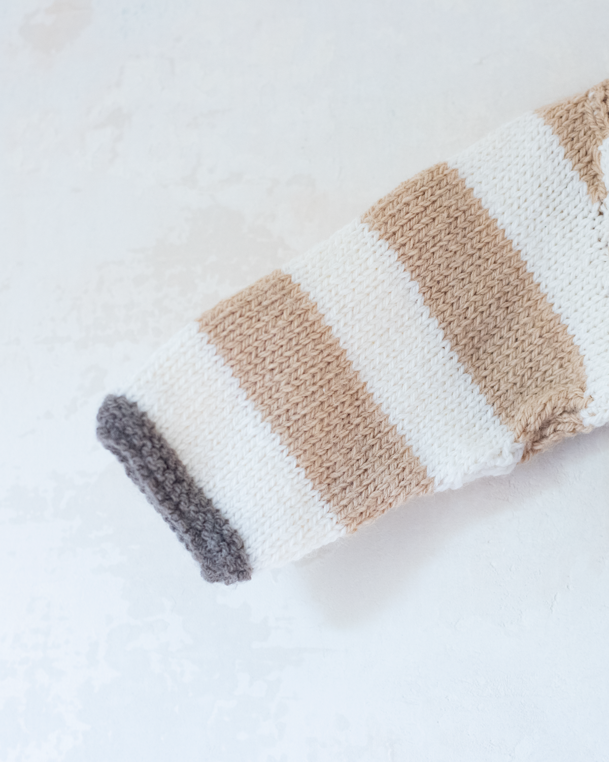 Beige, brown and white striped sweater | 3-6 months
